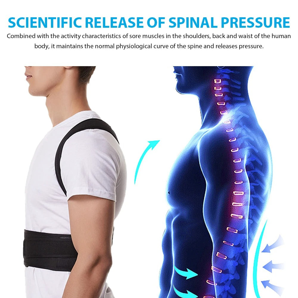 Back Brace Posture Corrector for Women & Men, Adjustable Back Lumbar Support Belt Shoulder Posture Support for Improve Scoliosis
